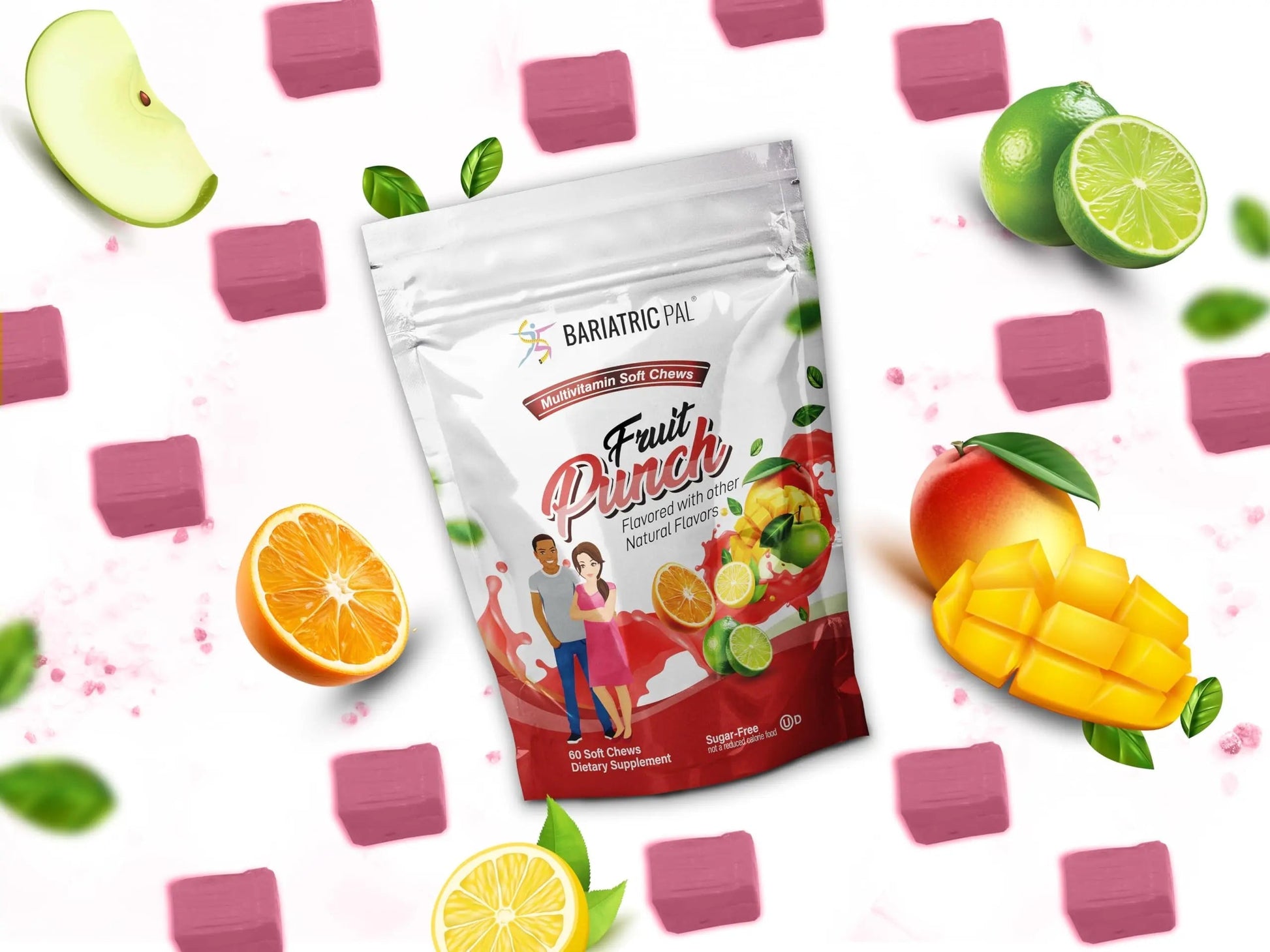 BariatricPal Iron-Free Multivitamin Soft Chew - Fruit Punch (60 Count) BariatricPal