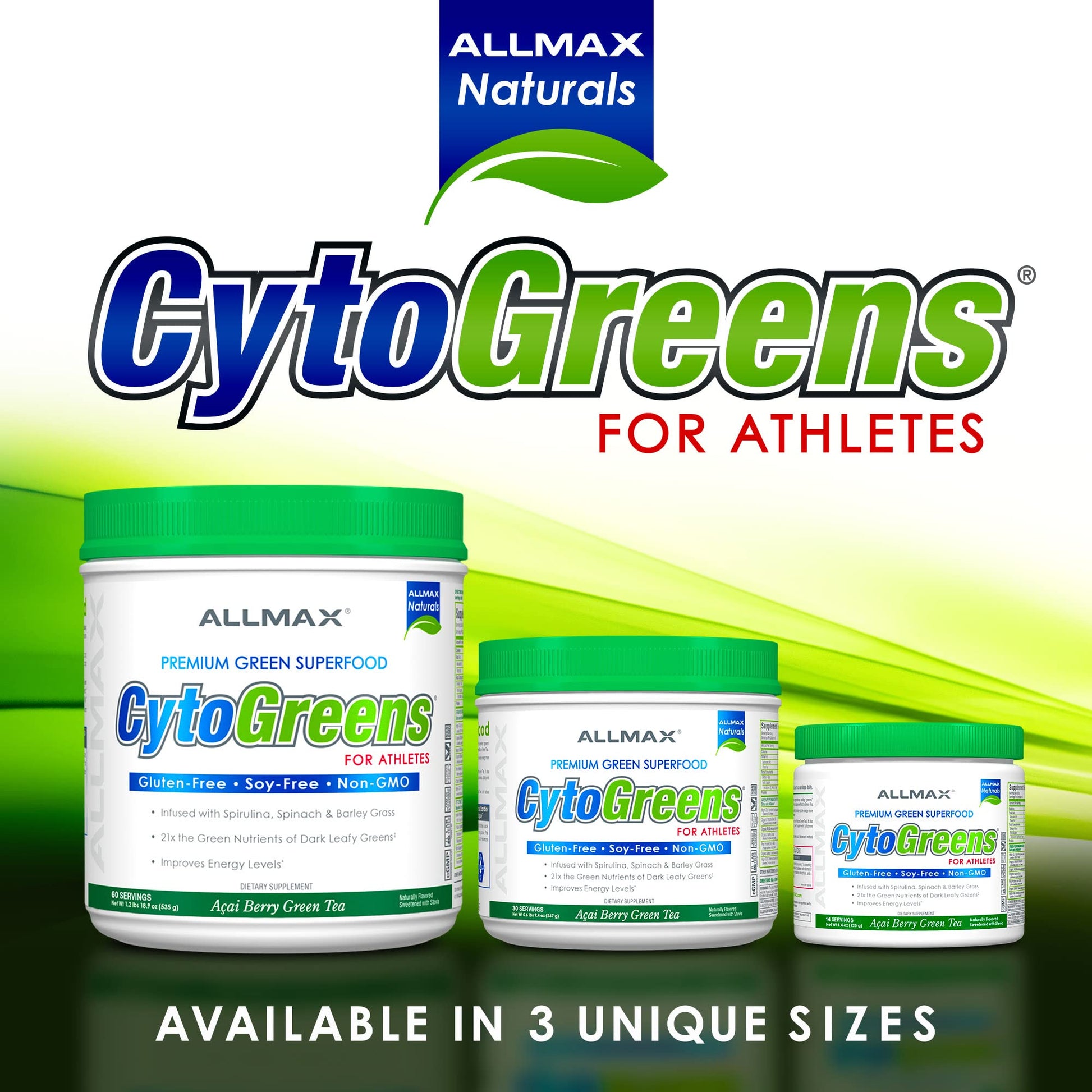 ALLMAX Naturals CytoGreens Super Greens Powder, Premium Green Superfood with Greens, Superfoods, Daily Greens Supplement, Acai Berry Green Tea, 14 Servings ALLMAXBuy Supplements Australia