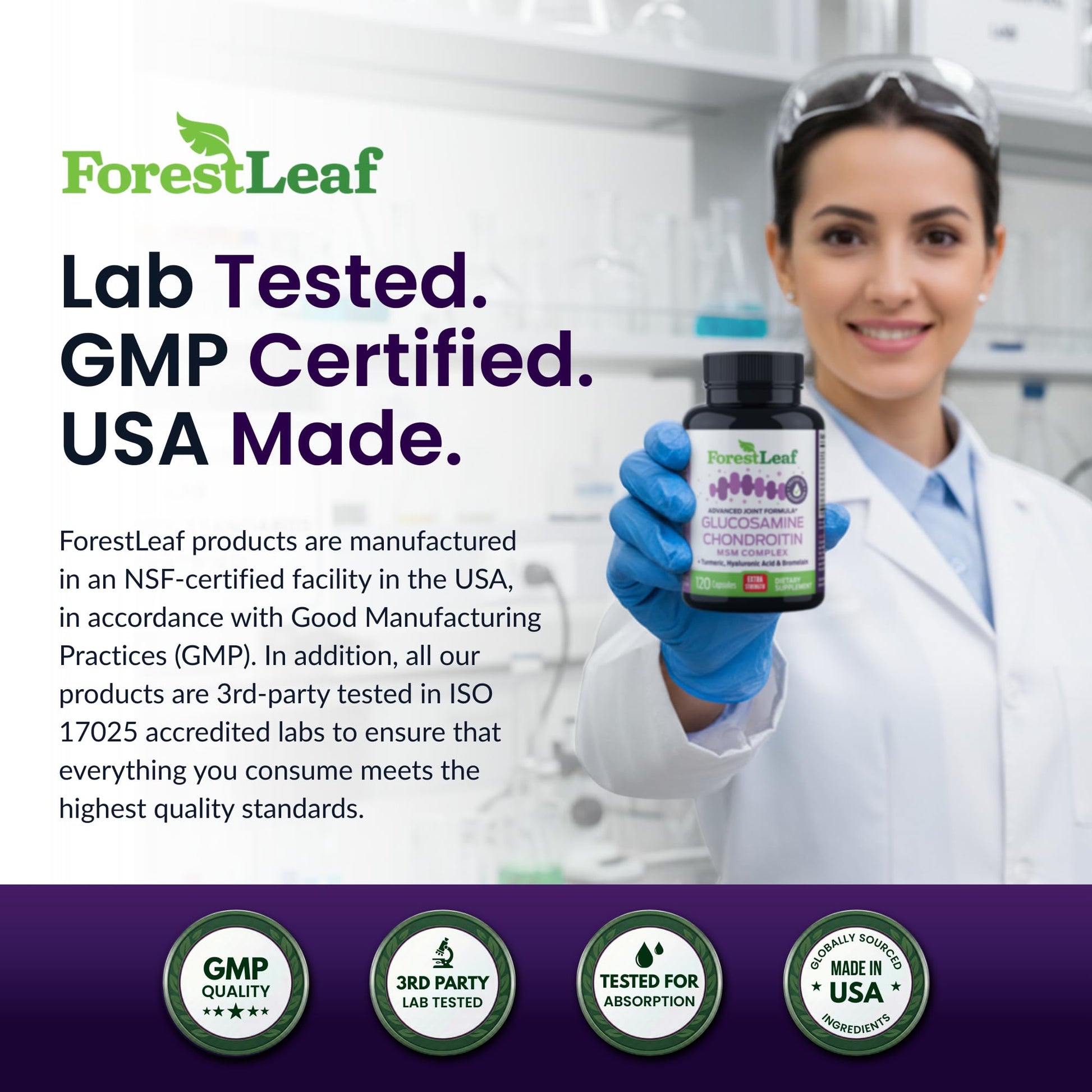 ForestLeaf Glucosamine Chondroitin MSM Joint Supplement Complex - 1200mg - 120 Caps ForestLeafBuy Supplements Australia