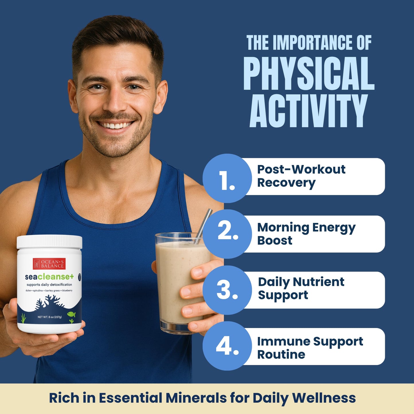 Ocean's Balance Seacleanse+ Daily Detox Cleanse Powder | Gut Health & Immune Support | Supports Gentle Cleanse & Vitality | 8oz Ocean's Balance Clean Taste of MaineBuy Supplements Australia