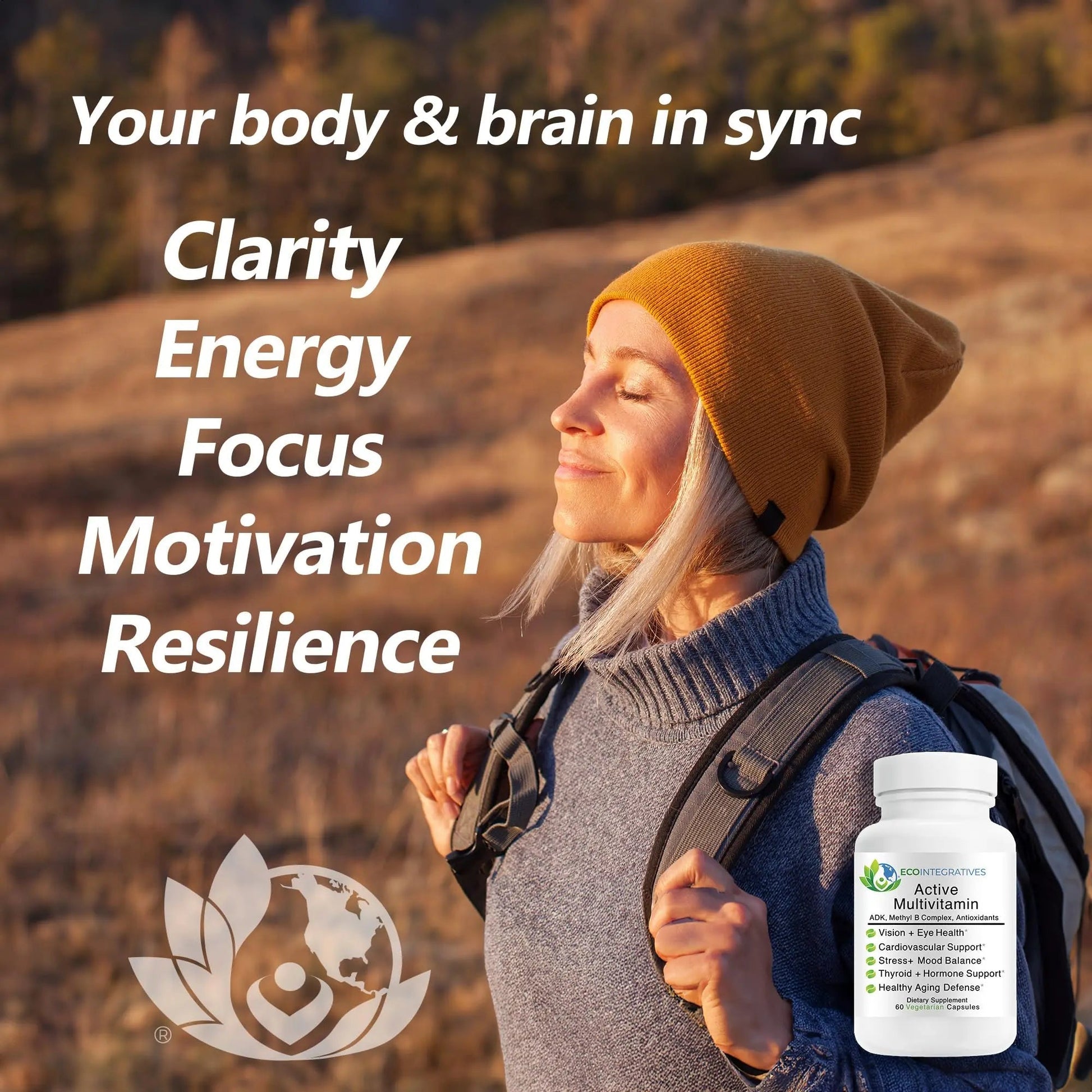 EcoIntegratives Active Multivitamin | ADK, Methyl B Complex, Antioxidants | Quatrefolic Folate, Methyl B12, P5P, Vitamin D3, K1/K2 | EcoIntegratives