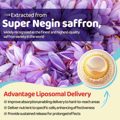 Liposomal Saffron Gummies for Kids 4+, Saffron Supplements w/Holy Basil, Rosemary, Magnesium Glycinate, Omega-3 & More, Brain Focus Support Supplement, Vegan, Organic, Sugar Free, 60 Chewables duwhotBuy Supplements Australia