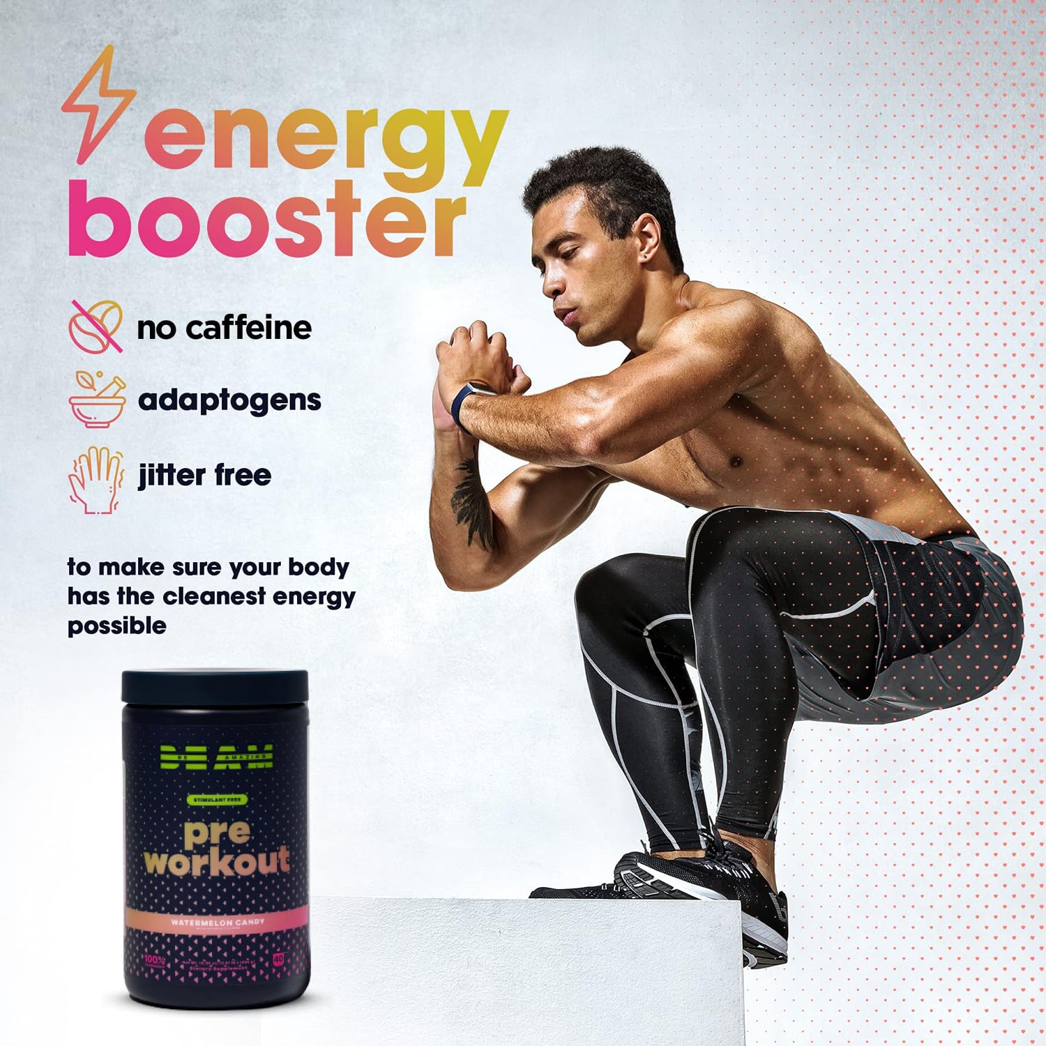 BEAM Be Amazing Vegan Stim Free Pre-Workout Powder | Energy Booster Powdered Drink BEAMBuy Supplements Australia