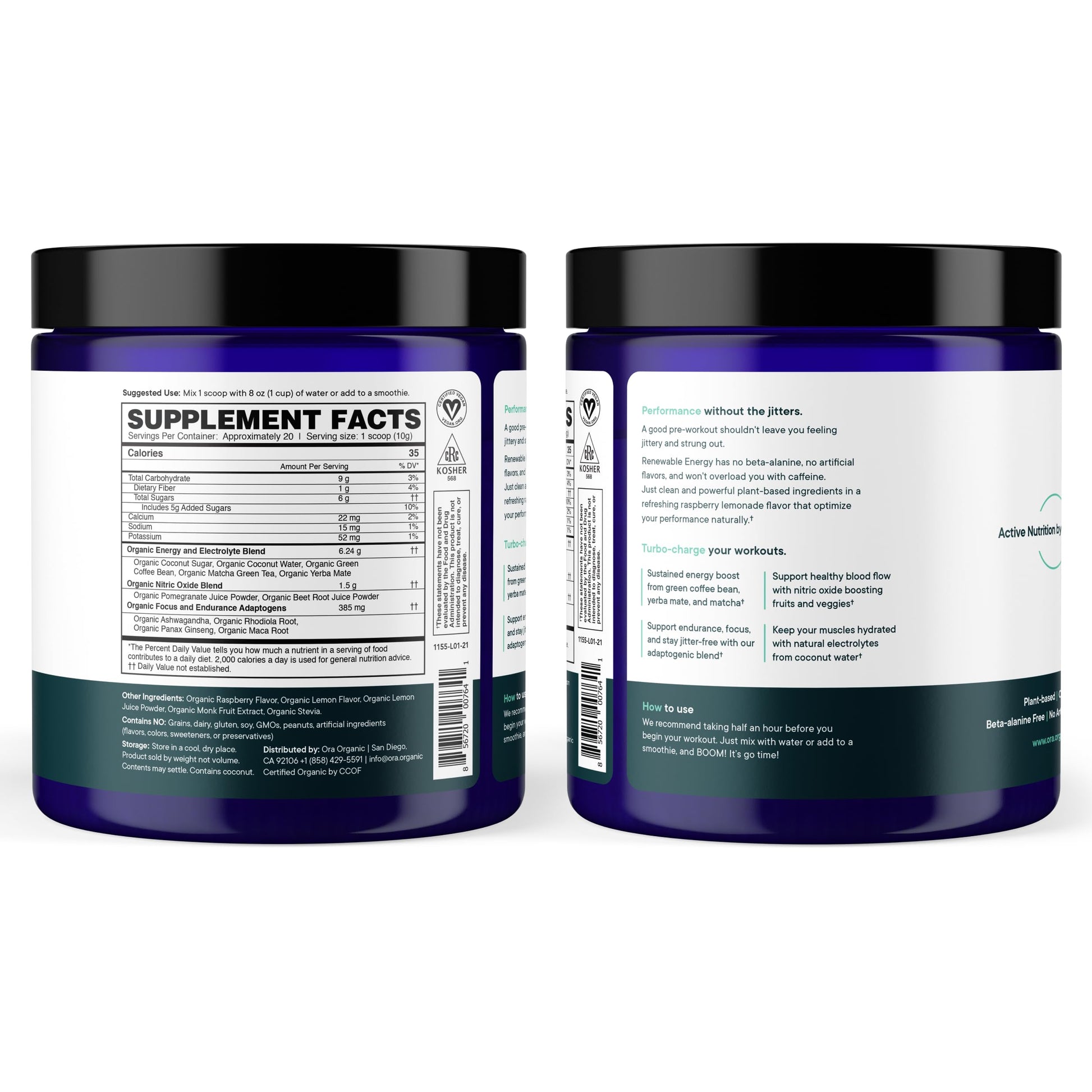 Ora Organic Natural Pre Workout Powder - Raspberry Lemonade Flavor- Provides Jitter Free Ora OrganicBuy Supplements Australia