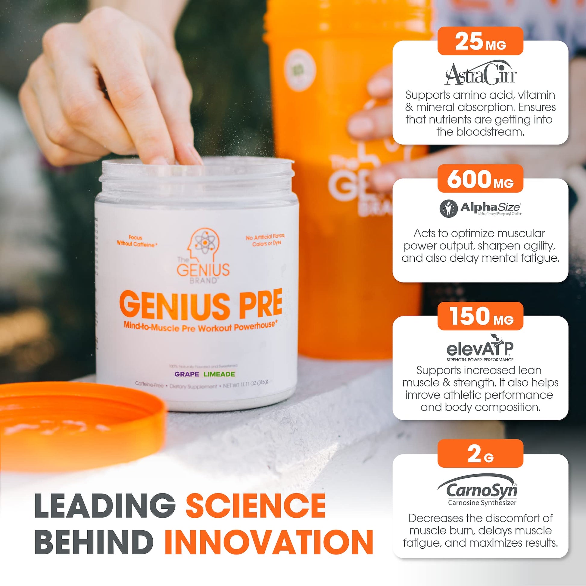 Genius Pre Workout Powder, Grape Limeade - All-Natural Nootropic Pre-workout The Genius BrandBuy Supplements Australia