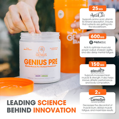 Genius Pre Workout Powder, Grape Limeade - All-Natural Nootropic Pre-workout The Genius BrandBuy Supplements Australia