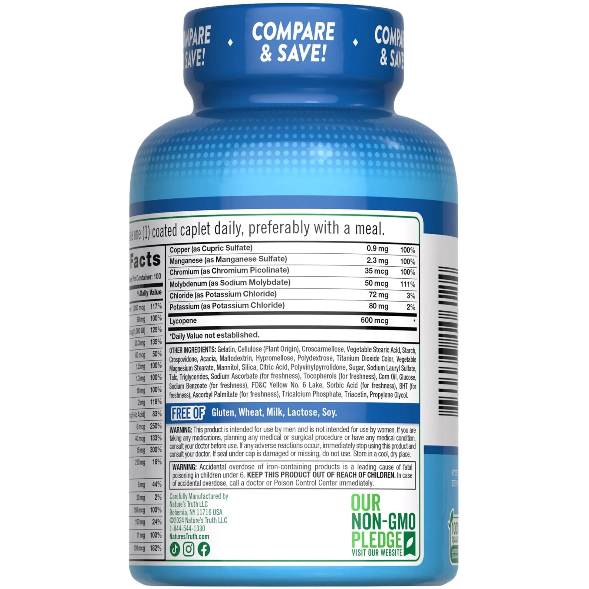 Nature's Truth Multivitamin for Men | with Iron, Vitamins A, C, D & E | 100 Caplets | Non-GMO & Gluten Free for Adults Nature's Truth