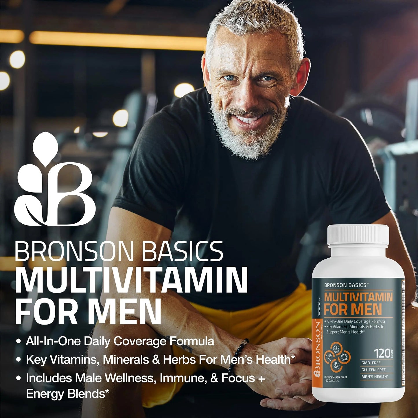 Bronson Multivitamin for Men All-in-One Daily Coverage Formula Key Vitamins, Minerals & Herbs to Support Men's Health, 60 Capsules BronsonBuy Supplements Australia