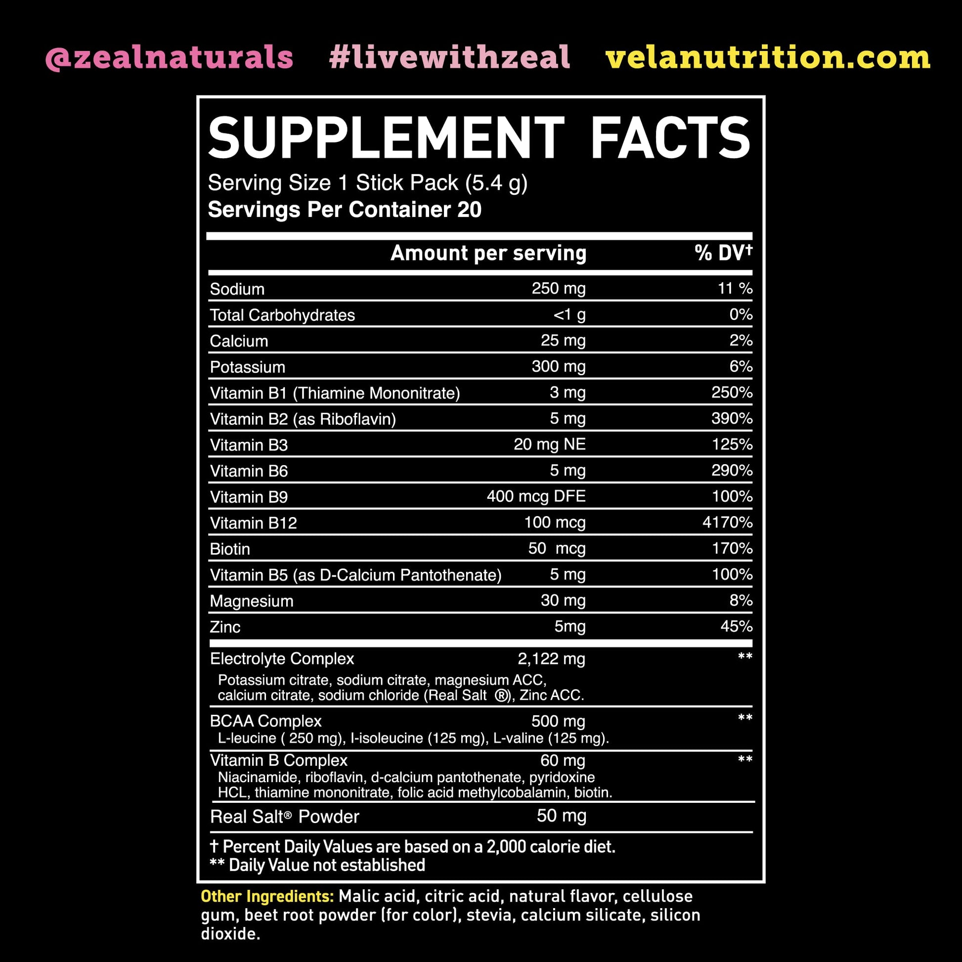 Enhanced Powder Stick Packs (Lemon Berry - 20 Packets) Sugar Free + BCAA B-Vitamins Zeal NaturalsBuy Supplements Australia