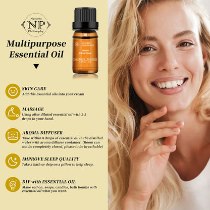 Lemon Essential Oil,100% Pure Organic Essential Oils for Aromatherapy, Diffuser, Massage, Soap Making NP NATURES PHILOSOPHYBuy Supplements Australia