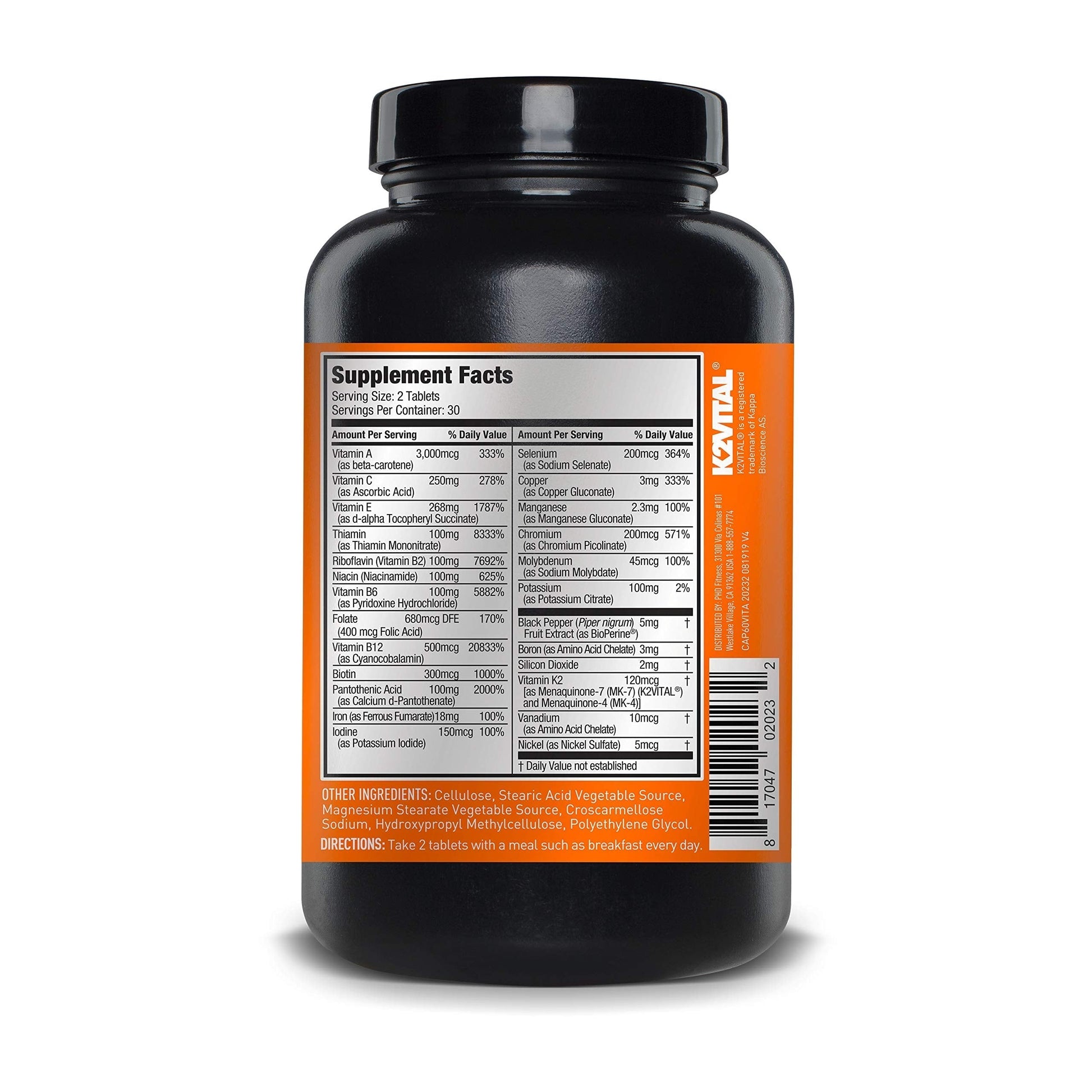 JYM Supplement Science Vita JYM Sports Multivitamin & Mineral Support, Vitamin A, C, B6, B12, E, K, Boron, Biotin, Potassium 60 Tablets JYM Supplement ScienceBuy Supplements Australia