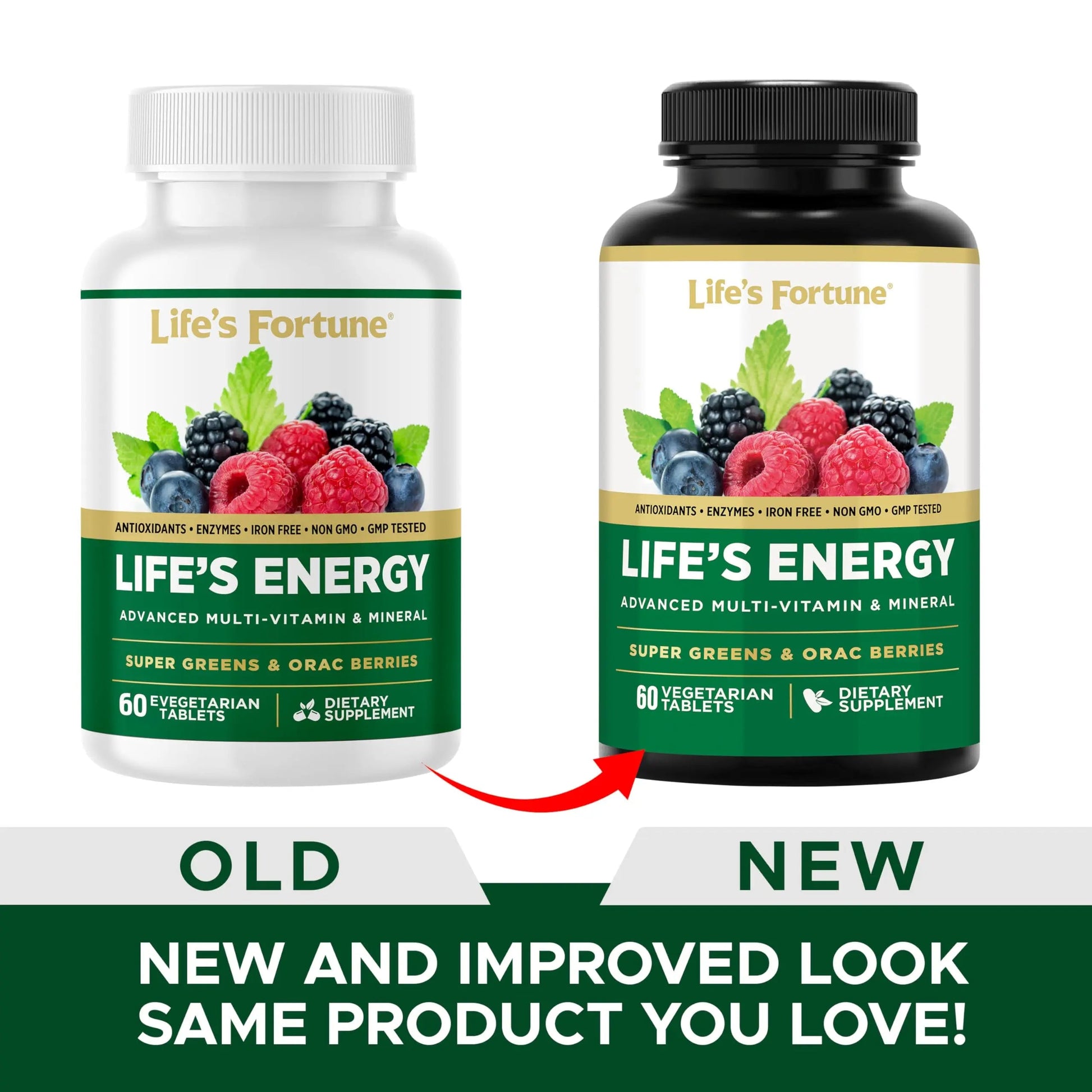 Life's Energy Advanced Daily Multivitamin for Men & Women, Energy and Immune Support Supplement with Super Greens, Antioxidants, Enzymes Life's Fortune
