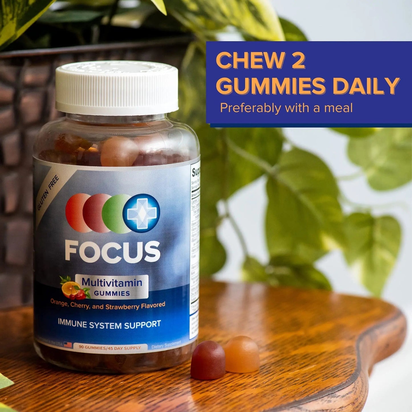 Focus Multivitamin Gummies | Flavored Vitamin Supplement | Boost Energy Levels | Support Overall Health | Daily Dietary Vitamin | Focus Vision Supplements