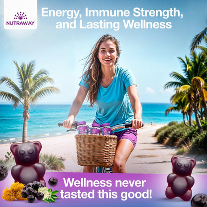 NUTRAWAY LABS Sea Moss Gummies with Elderberry, Vitamin C & Zinc - 102 Minerals from Irish Sea Moss, Bladderwrack & Burdock Root for Immune Support - Vegan Seamoss Supplement (Pack of 1) NUTRAWAY LABSBuy Supplements Australia