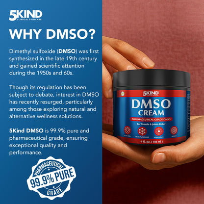 5Kind DMSO Cream for Pain Relief 4 fl oz - 99.9% Pure DMSO Pharmaceutical Grade Cream - Aloe Vera, Magnesium, Arnica & Menthol - Topical Muscle and Joint Pain Relief - Registered NDC - Made in USA 5kind clinical skincareBuy Supplements Australia