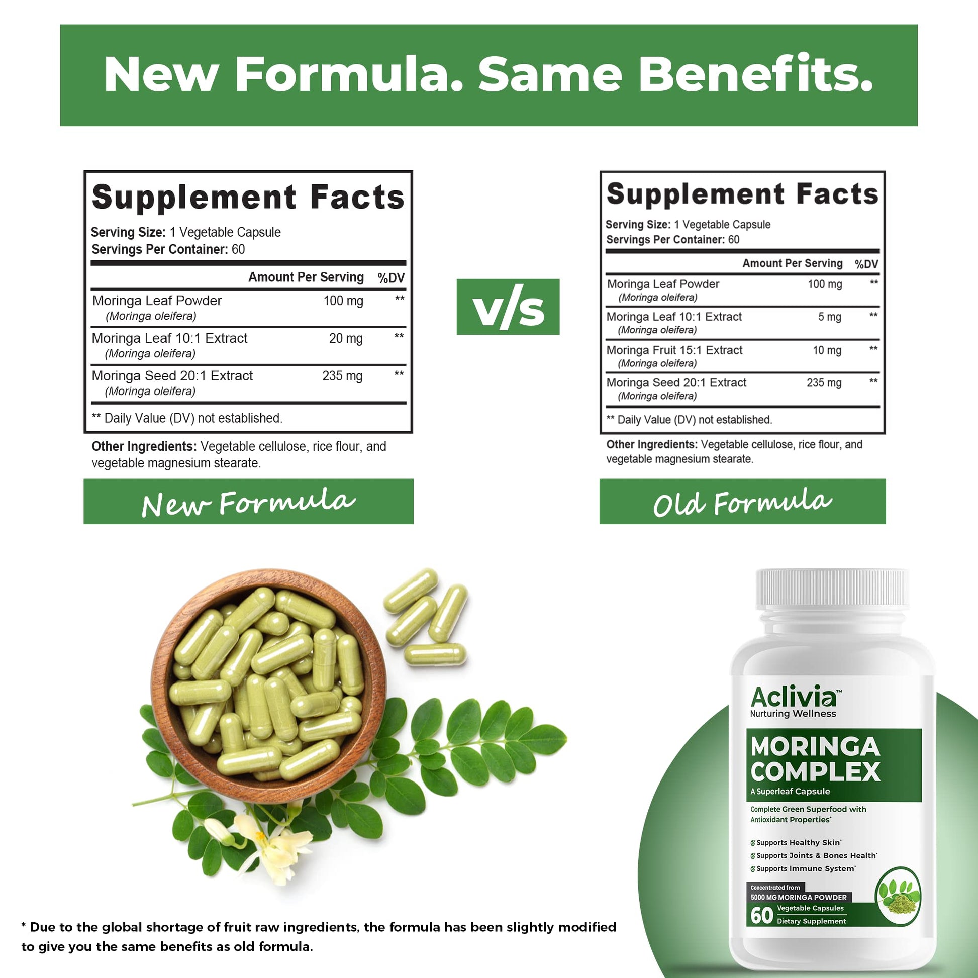 Aclivia - Moringa Complex - Maximum Strength Moringa Oleifera Leaf & Seed Supplement - Superfood Capsules with Antioxidant Properties - 5000mg - 60 Capsules AcliviaBuy Supplements Australia