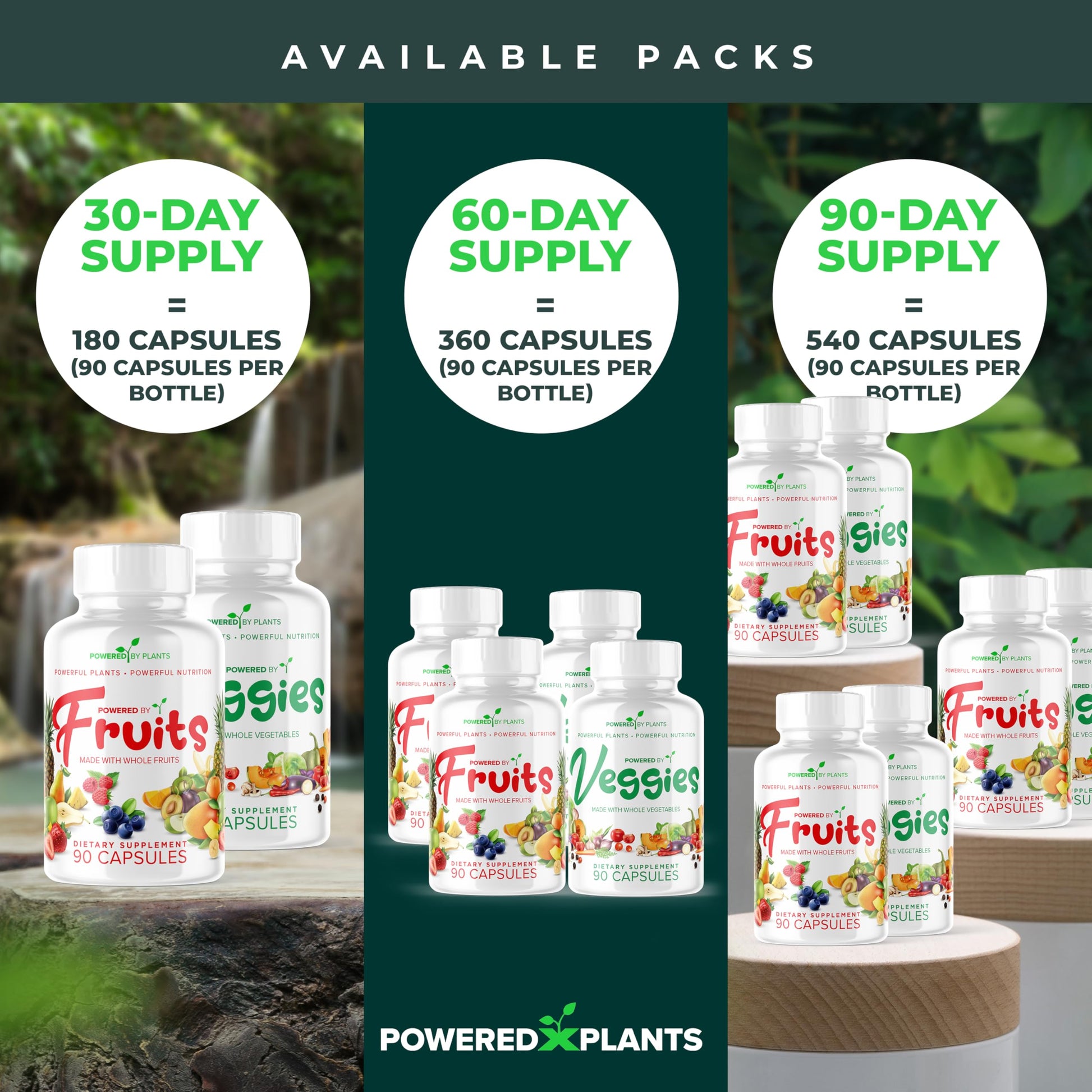 Daily Fruits and Veggies Supplement - 180 Capsules for 30 Days, Non GMO & Gluten Free Superfood with Natural Vitamins - Powered by Plants, 2-Pack POWERED X PLANTSBuy Supplements Australia