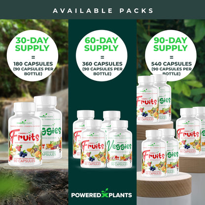 Daily Fruits and Veggies Supplement - 180 Capsules for 30 Days, Non GMO & Gluten Free Superfood with Natural Vitamins - Powered by Plants, 2-Pack POWERED X PLANTSBuy Supplements Australia