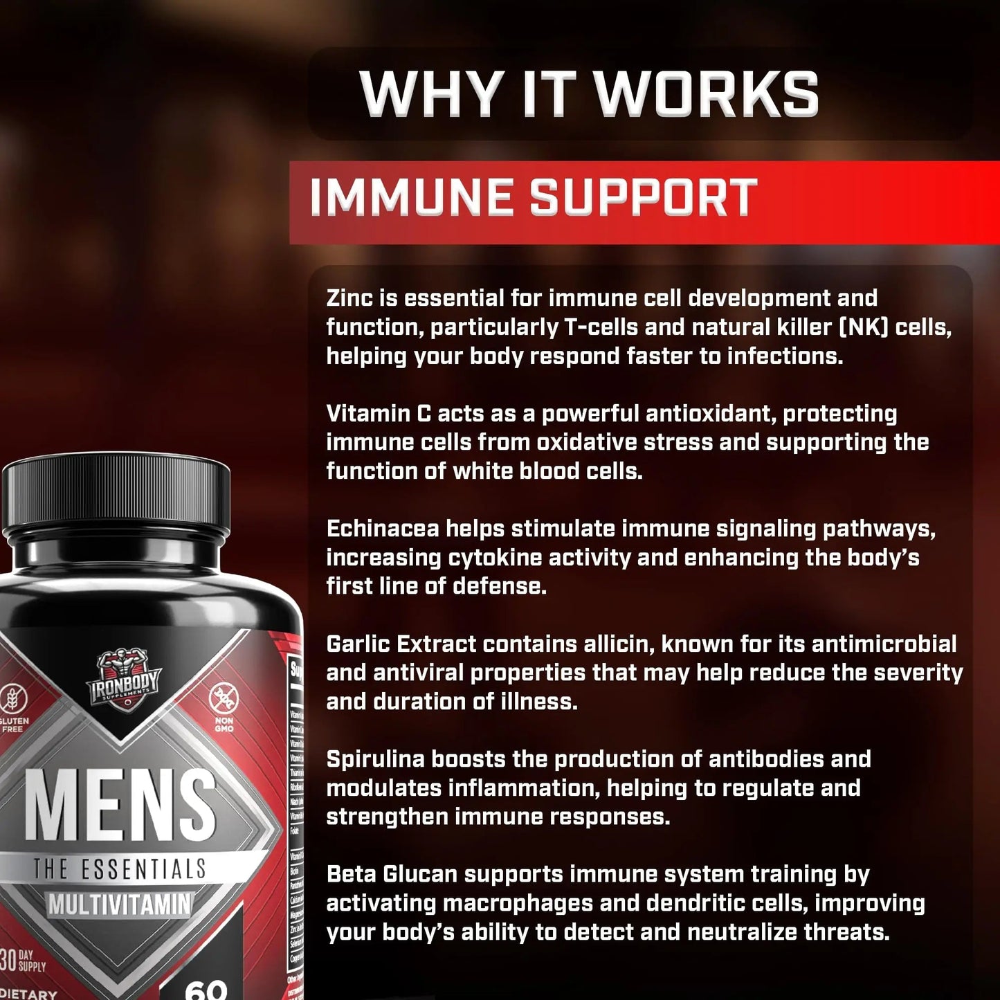 IronBody Supplements, Multivitamin for Men, Vitamins A, B, C, D, E, Zinc. Immune Support, Antioxidant Fruit and Energy Blend. 60 Capsules IronBody SupplementsBuy Supplements Australia