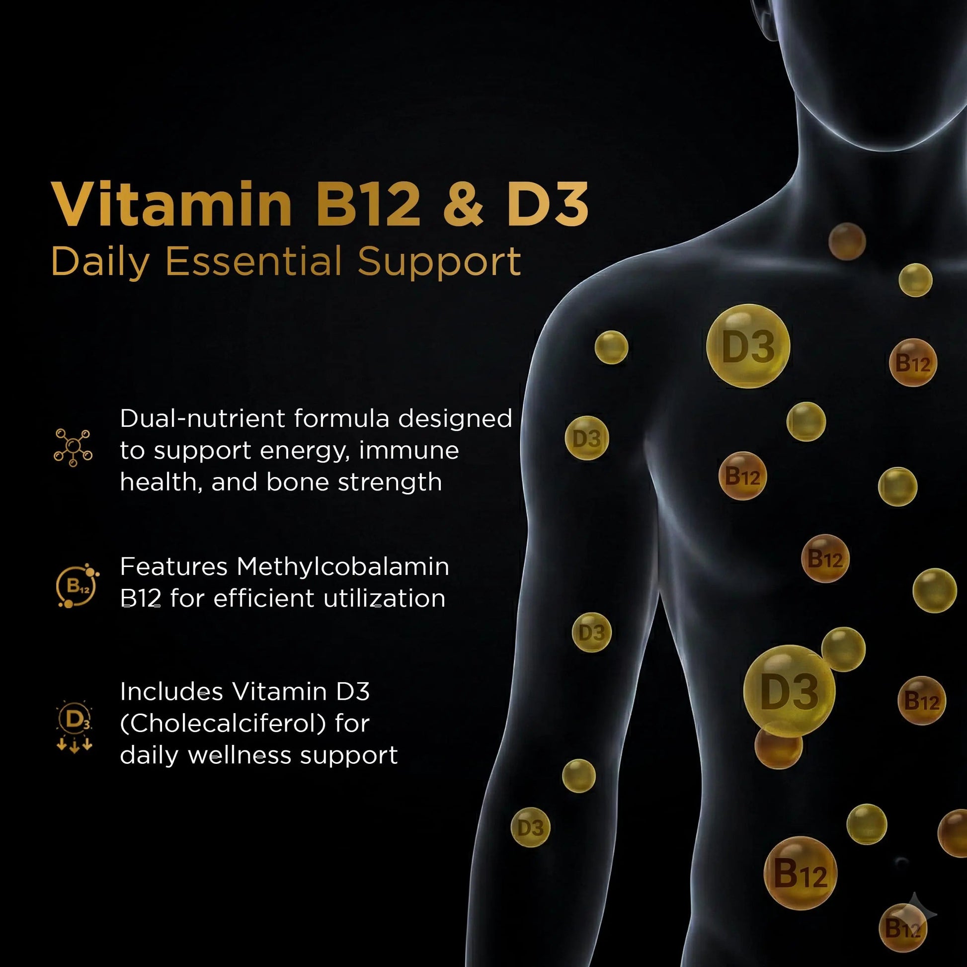 Nutri Apex Vitamin B12 & D3 Sublingual Tablets - 2500 mcg B12 & 125 mcg (5000 IU) D3 - Highly Bioavailable for Energy, Mood & Bone Health - Lab-Tested Nutri ApexBuy Supplements Australia