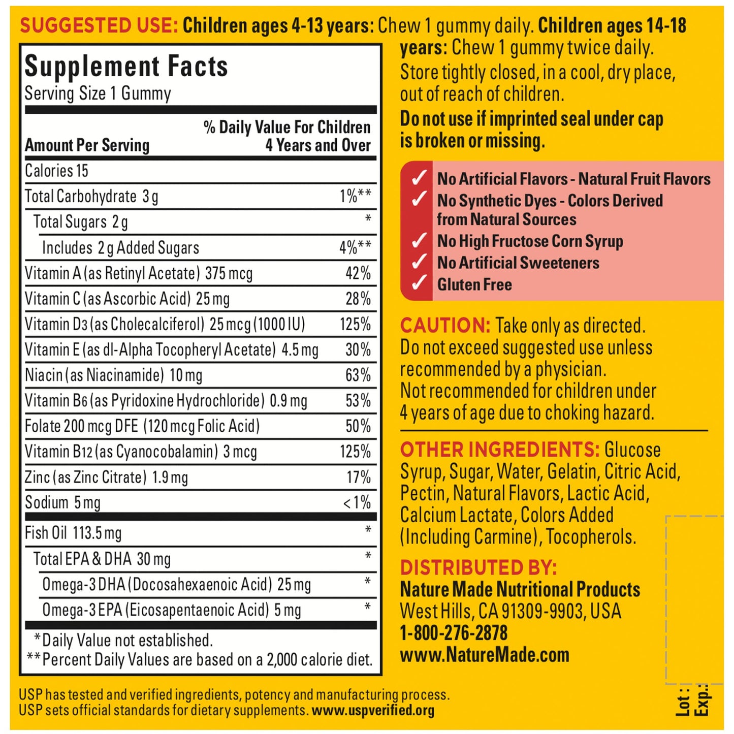 Nature Made Kids First Multivitamin with Omega-3, Kids Gummy Multivitamins with Vitamins and Minerals for Nutritional Support, 70 Gummies