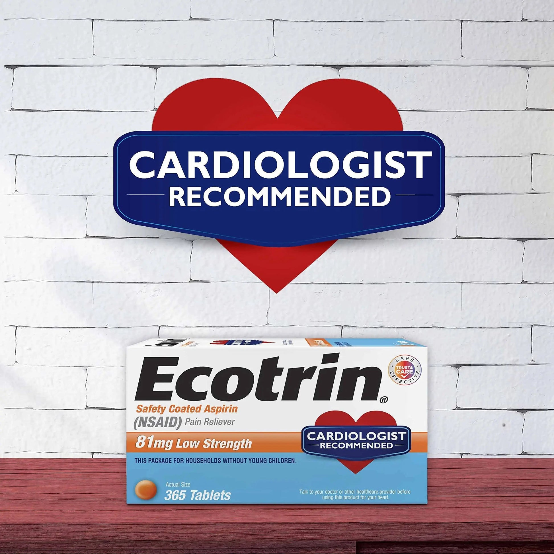 Ecotrin Safety Coated Aspirin Pain Reliever Tablets, Low Strength, NSAID 81mg, 365 ct (Pack of 2) EcotrinBuy Supplements Australia