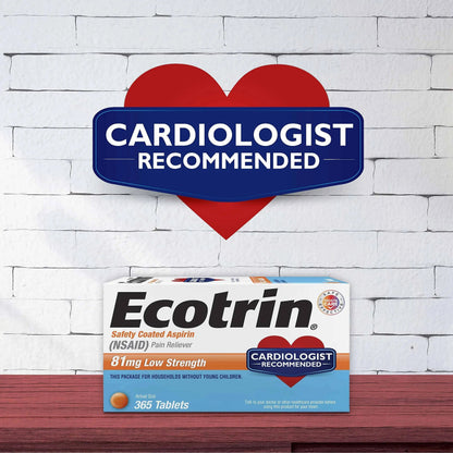 Ecotrin Low Strength Safety Coated Aspirin | NSAID | 81mg | 365 Tablets (2 Pack) EcotrinBuy Supplements Australia