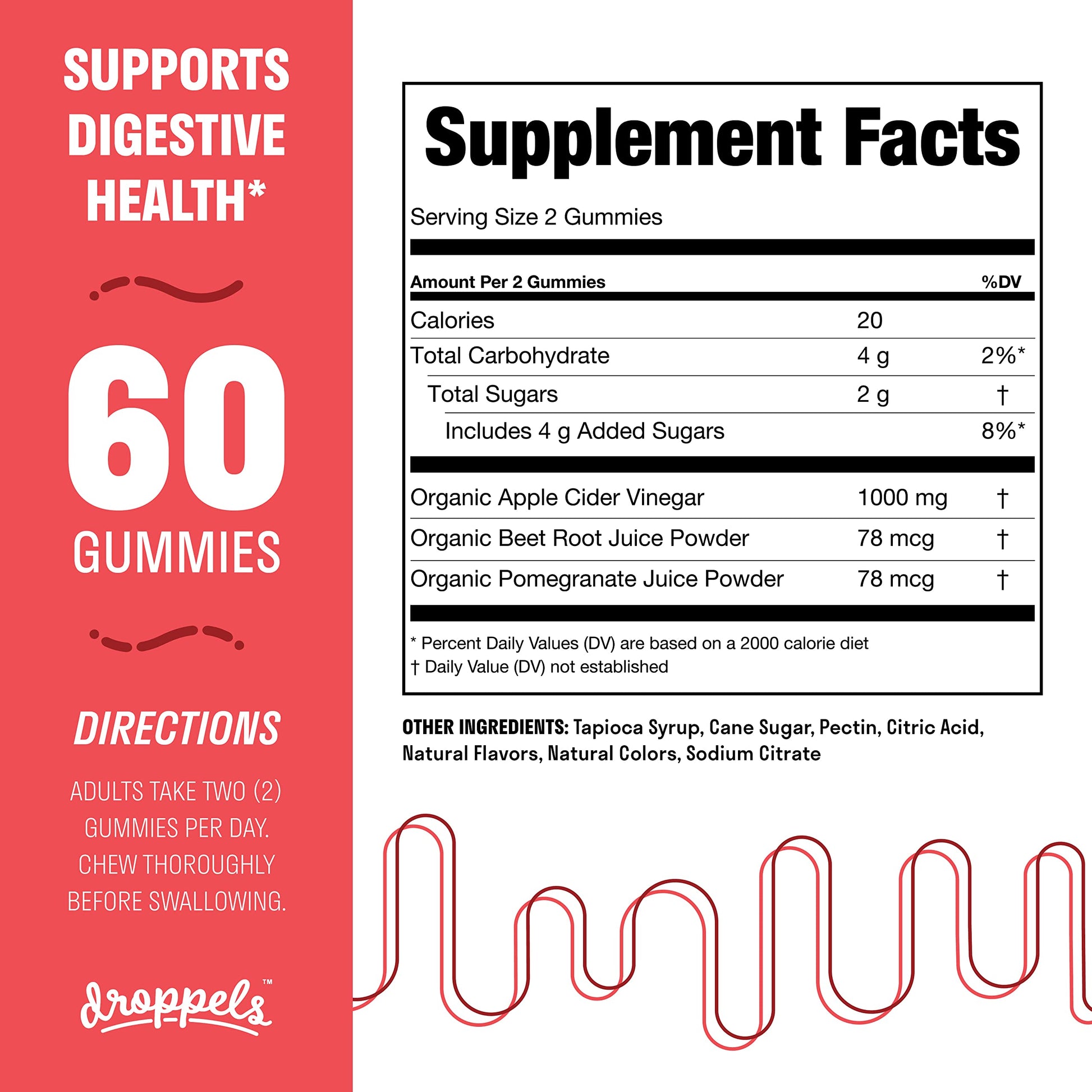 Droppels Apple Cider Vinegar Gummies 1000mg with Beet Root & Pomegranate - ACV Keto DroppelsBuy Supplements Australia