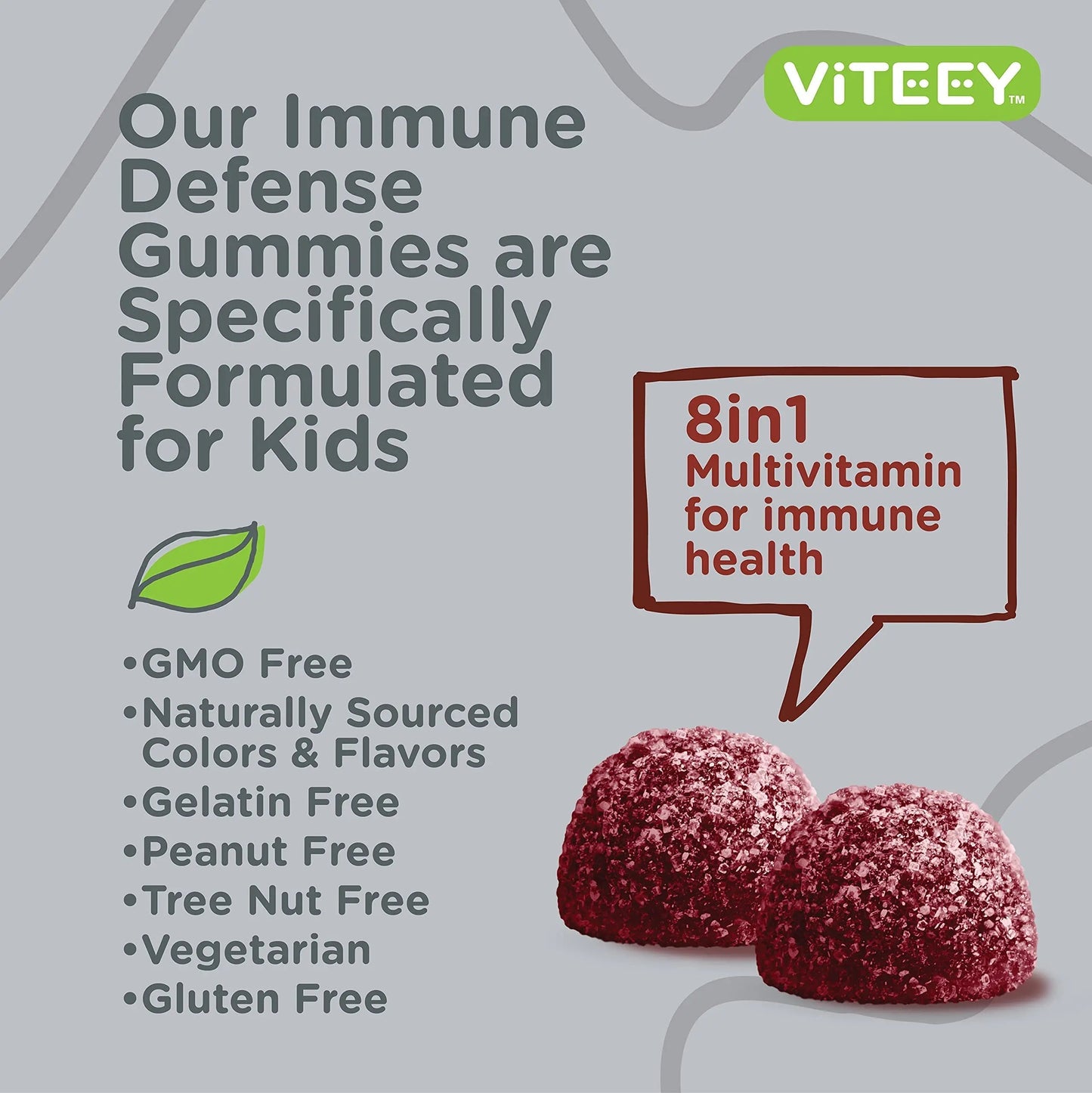 Viteey Kids Multivitamin Gummies with Probiotics - 8-1 Kids Vitamins for Immune Health Support with Vitamin C, D3, B12, B6 Viteey