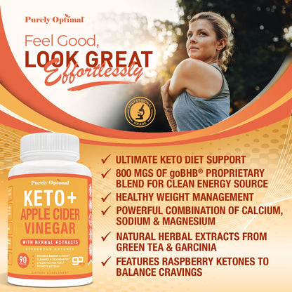 Purely Optimal Premium Keto+Apple Cider Vinegar Pills - Promote Ketosis, Boost Energy Purely OptimalBuy Supplements Australia