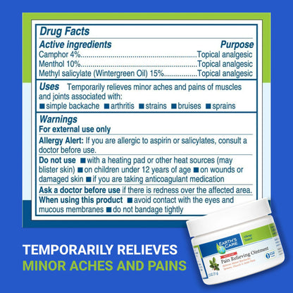 Earth's Care Triple Action Pain Relieving Ointment, No Parabens, Colors or Fragrances, Allergy-Tested 2.5 OZ. (2 Jars) Earth's CareBuy Supplements Australia