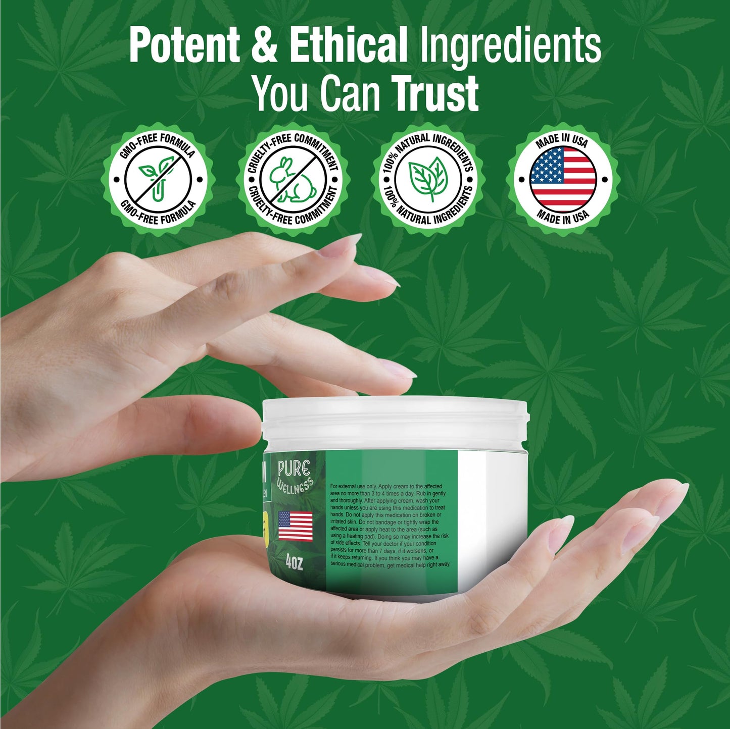 Pure Wellness Hemp Cream Maximum Strength 100,000mg with MSM, Arnica & Bee Pollen - 4 Oz, Supports Relief & Soothing from Joint, Muscle, Shoulder, Back, Knee and Nerve Discomfort - 1 Pack Pure WellnessBuy Supplements Australia