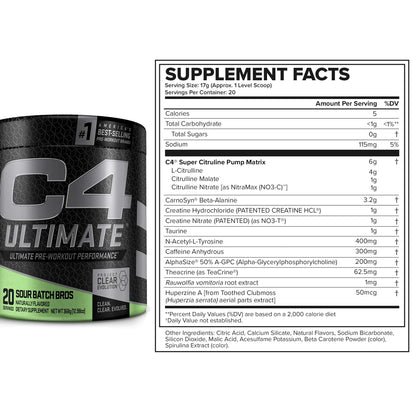 Cellucor C4 Ultimate Pre Workout Powder Sour Batch Bros - Sugar Free Preworkout Energy CellucorBuy Supplements Australia