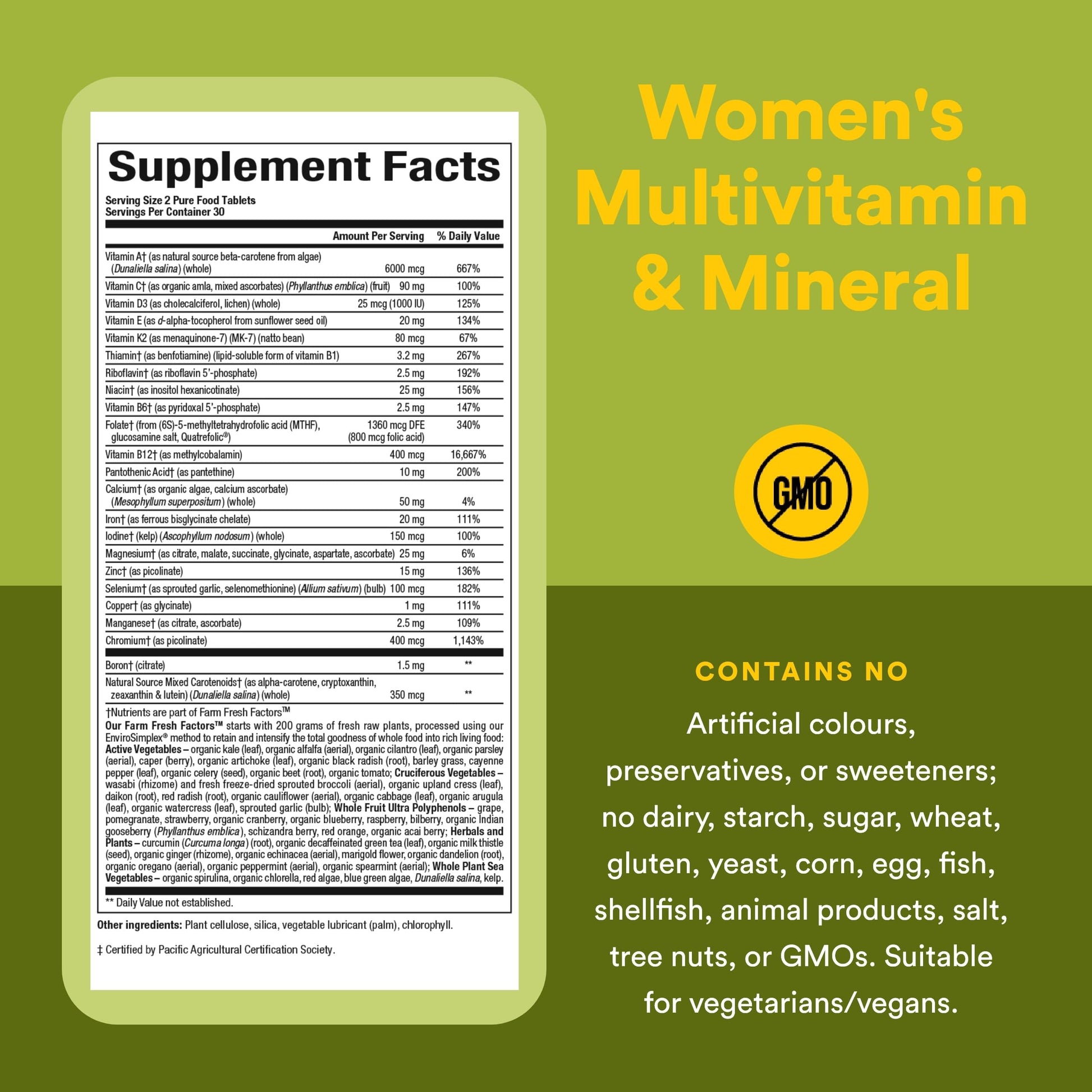 Whole Earth & Sea from Natural Factors, Women's Multivitamin & Mineral, Whole Food Supplement, Vegan, 60 tablets (30 servings) Natural FactorsBuy Supplements Australia