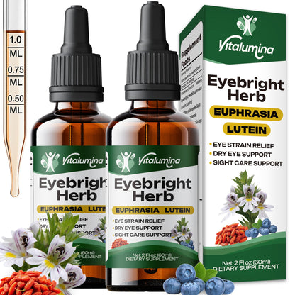 Vitalumina Eyebright Herbal Liquid with Organic Euphrasia, Lutein, Bilberry, Blueberry & Goji – Plant-Based Vegan Supplement for Adults – 4 fl oz VitaluminaBuy Supplements Australia