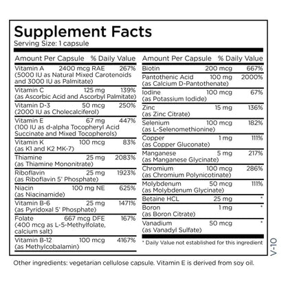 Metabolic Maintenance The Big One Plus Multivitamin without Iron - Iron Free Multivitamin for Women & Men with Vitamin A, C, Minerals Metabolic Maintenance
