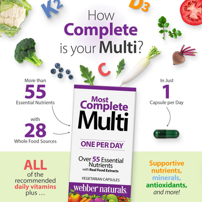 Webber Naturals Men's Most Complete Multi, 90 Vegetarian Capsules Webber NaturalsBuy Supplements Australia