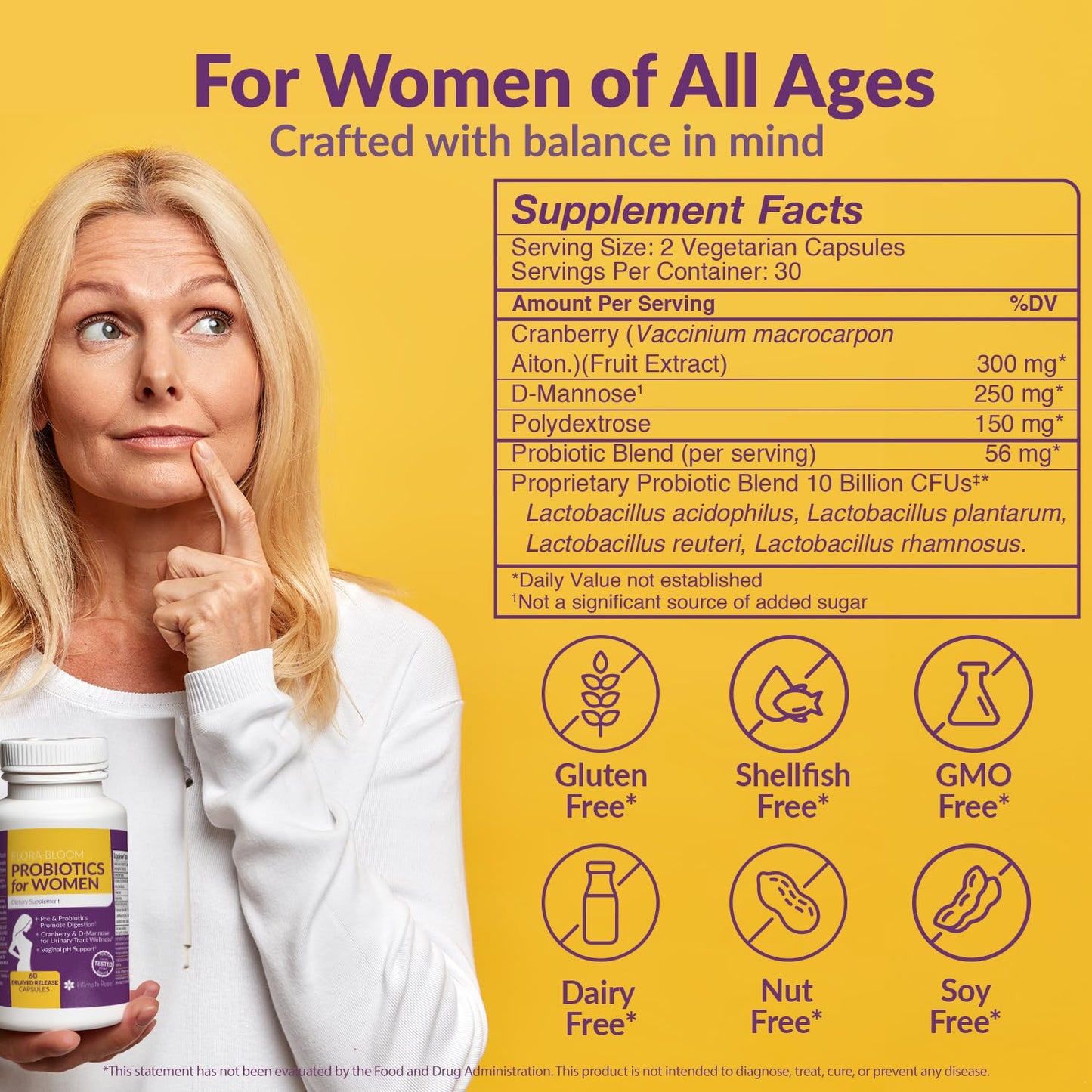Complete Vaginal Probiotics for Women - w/Added Cranberry, D-mannose to Promote Intimate RoseBuy Supplements Australia