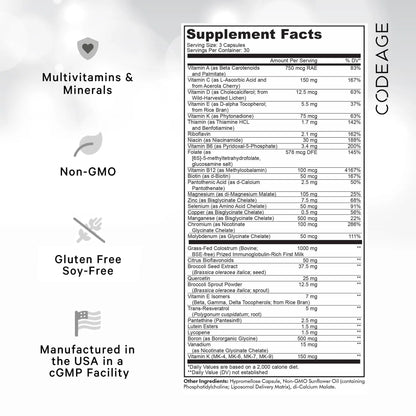 Codeage Multivitamin Recovery Elite Max Supplement - Vitamins A, C, D, E, B-Complex, Essential Minerals, Antioxidants, Colostrum Codeage