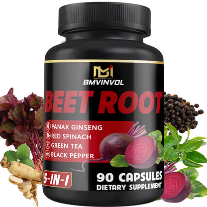 Beet Root Capsules - Green Tea, Red Spinach, Ginseng, Black Pepper - 90 Count - Supports Digestive, Immune System, Energy Levels - 3 Month Supply BMVINVOLBuy Supplements Australia