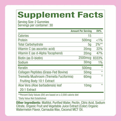 Plant People WonderBeauty Hair, Skin & Nails Rejuvenation Gummies with Tremella Mushroom, Marine Collagen Peptides Plant People