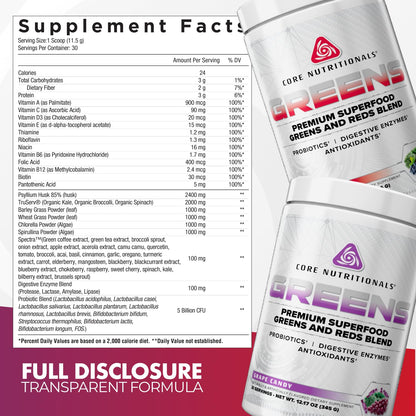Core Nutritionals Greens | Premium Superfood Reds & Greens Blend | 5 Billion CFU Probiotics, Digestive Enzymes, & Antioxidants | 30 Servings (Berry Bliss) Core NutritionalsBuy Supplements Australia