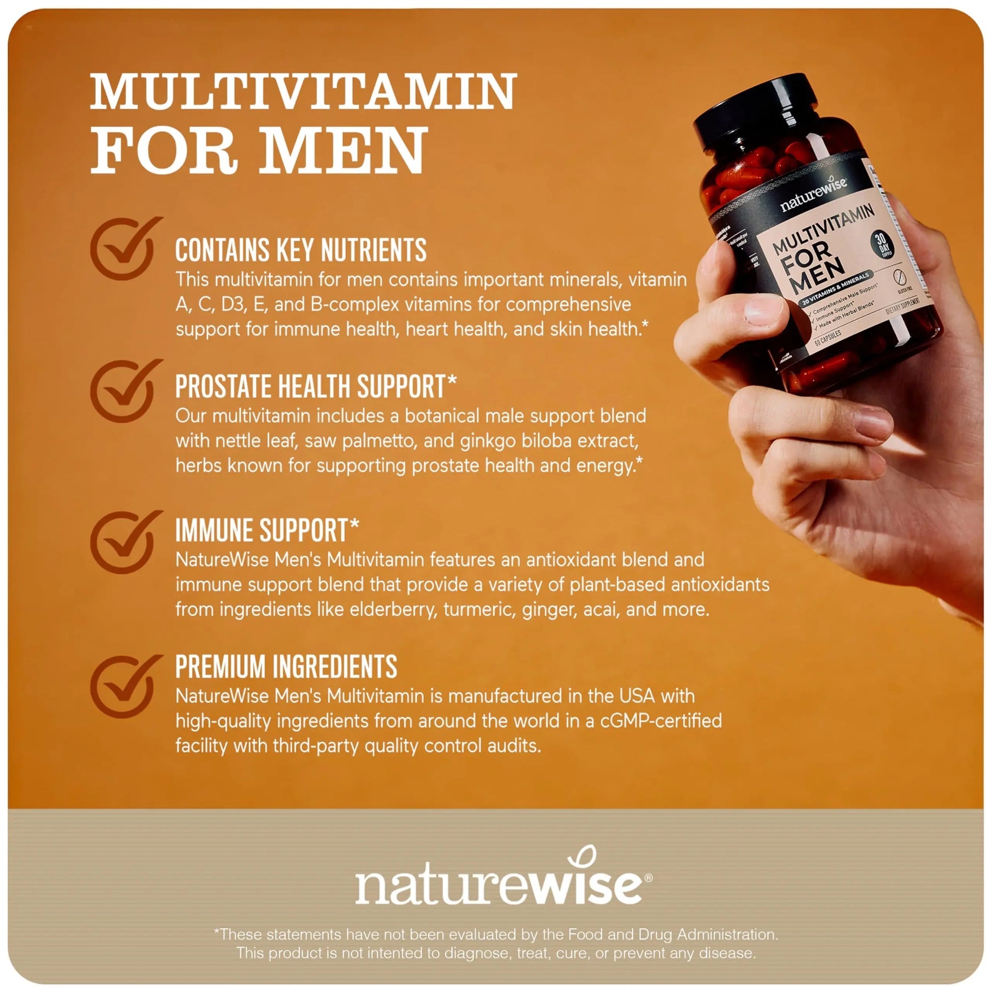 NatureWise [1] Multivitamin for Men - Non-GMO - 90 Capsules[45-Day Supply] + (Pack of 2) Omega 3 Fish Oil 1000mg + Vitamin E - Wild-Caught - 60 Softgels[30-Day Supply] NatureWiseBuy Supplements Australia
