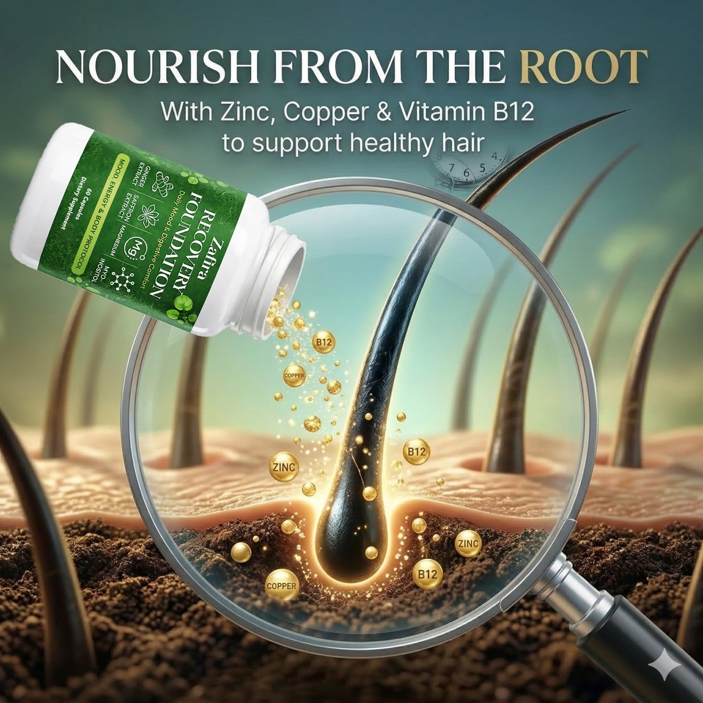 DYDUON Zafira Recovery Foundation Capsules – Mental Clarity, Hair & Mood Support, Natural Herbal Formula with Saffron Extract, Ginger Extract, L-Theanine, Myo-Inositol, Non-GMO, 60 Capsules DYDUONBuy Supplements Australia