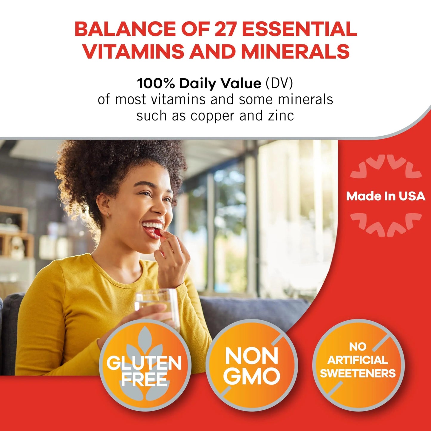 Geritol, Multivitamin Supplement, Contains Antioxidants, Vitamins B, C, E & D and Iron, 27, Minerals, Gluten-Free Geritol