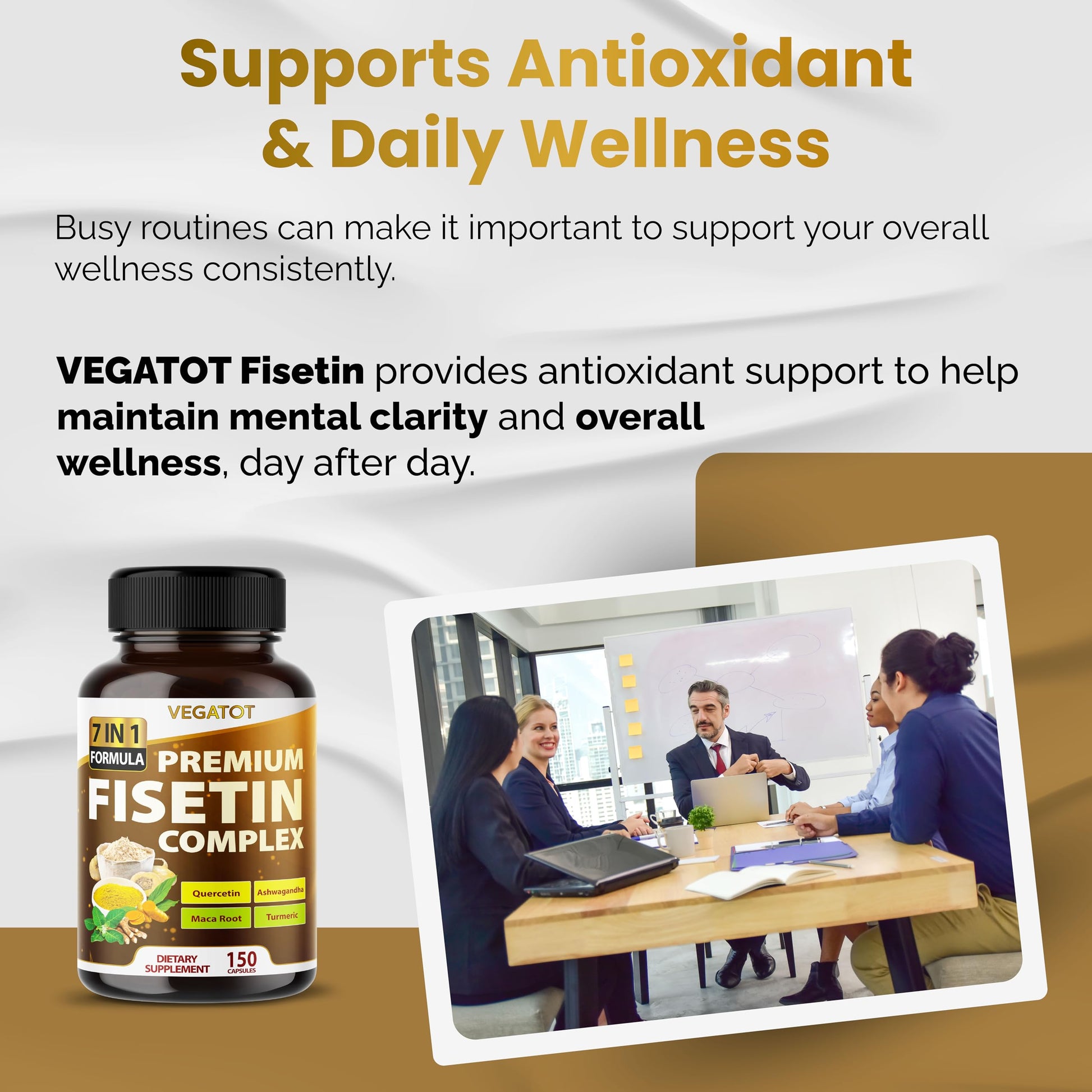 VEGATOT Organic Fisetin Complex 7-in-1 Formula | with Quercetin, Resveratrol, Ashwagandha, Maca Root, Turmeric, Black Pepper | 150 Capsules | Non-GMO, Gluten-Free VEGATOTBuy Supplements Australia