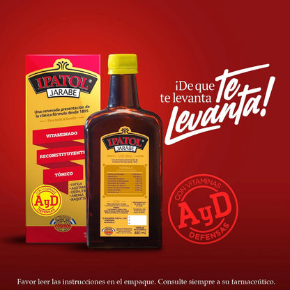 Ipatol, Multivitamin Supplement, Since 1895. Vitamin A, D, Calcium, Iron, Manganese, Sodium, Potassium. Suplemento multivitaminico, Desde 1895 IpatolBuy Supplements Australia
