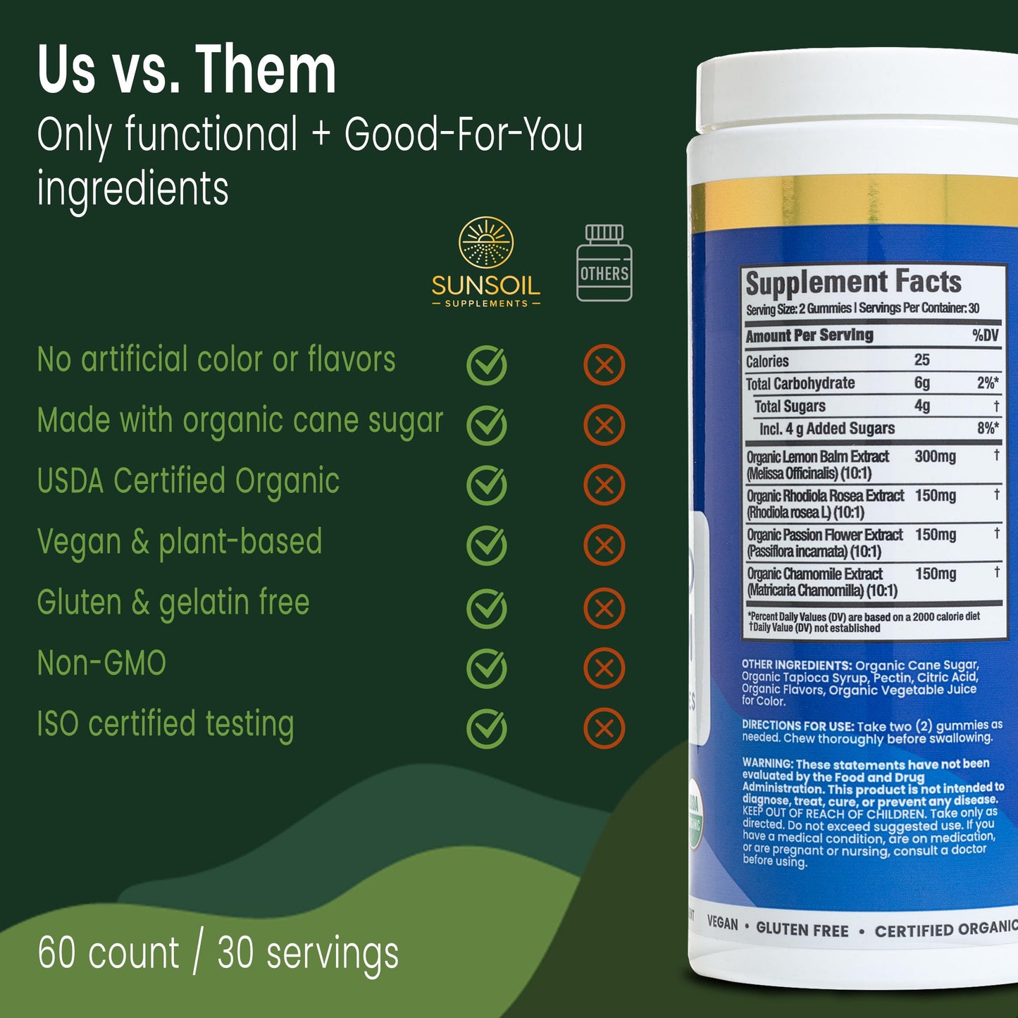Sunsoil A World of Calm Organic Gummies, USDA Certified Organic, No Glucose, Vegan, Gluten-Free, Plant-Based Sunsoil SupplementsBuy Supplements Australia