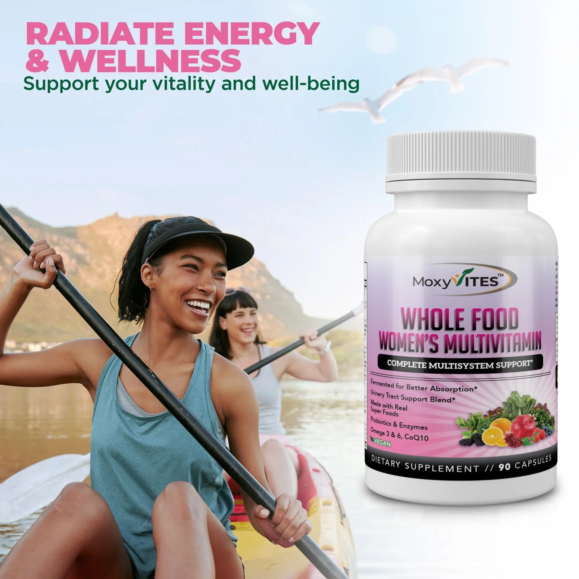 Methylated Multivitamin for Women with Iron - Womens Multivitamin with 44 Organic Whole Food & Fermented Nutrients MoxyVites
