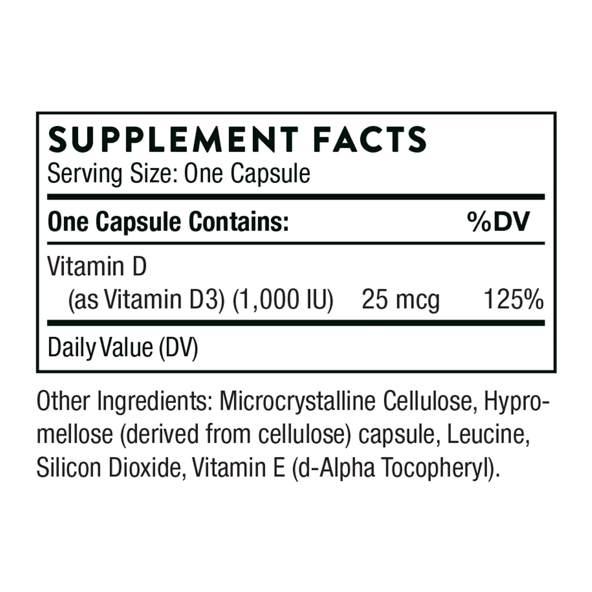 THORNE Vitamin D-1000 - Vitamin D3 Supplement - 1,000 IU - Support Healthy Bones THORNEBuy Supplements Australia